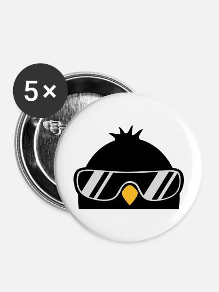 Cool Penguin Bird - Buttons groß 56 mm (5er Pack) - Weiß