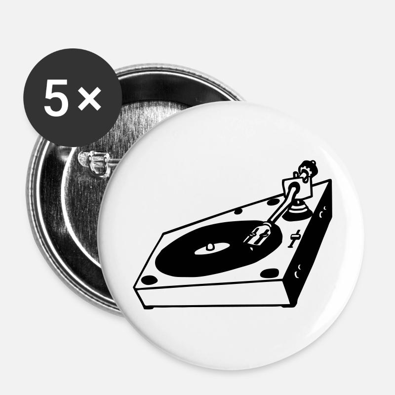 dj turntable music mix - Buttons large 2.2''/56 mm (5-pack) - white