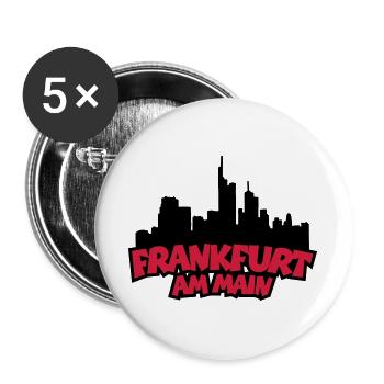 Frankfurt Skyline (Black / Red) - Buttons large 2.2''/56 mm (5-pack) - white - Front