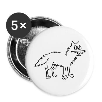Wolf - Buttons groß 56 mm (5er Pack) - Weiß - Vorne