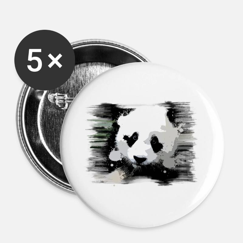 Panda - Buttons groß 56 mm (5er Pack) - Weiß