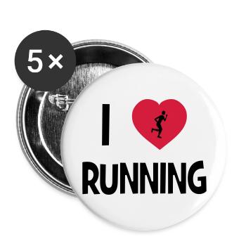 I Love Running - Buttons large 2.2''/56 mm (5-pack) - white - Front