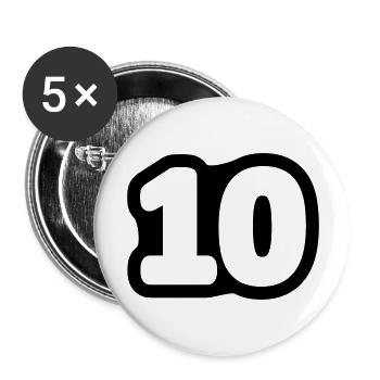 10. // Zehn // Zehnter // Geburtstag // Jubiläum - Buttons groß 56 mm (5er Pack) - Weiß - Vorne