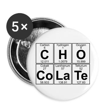 C-H-O-Co-La-Te (chocolate) - Full - Buttons large 2.2''/56 mm (5-pack) - white - Front