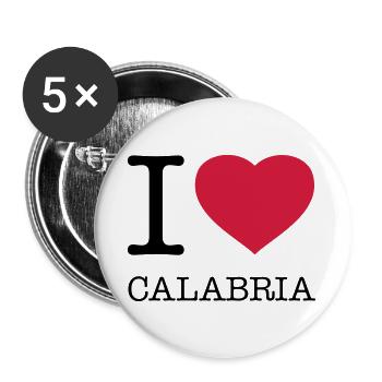 I LOVE CALABRIA Kalabrien Italy Italien - Buttons groß 56 mm (5er Pack) - Weiß - Vorne