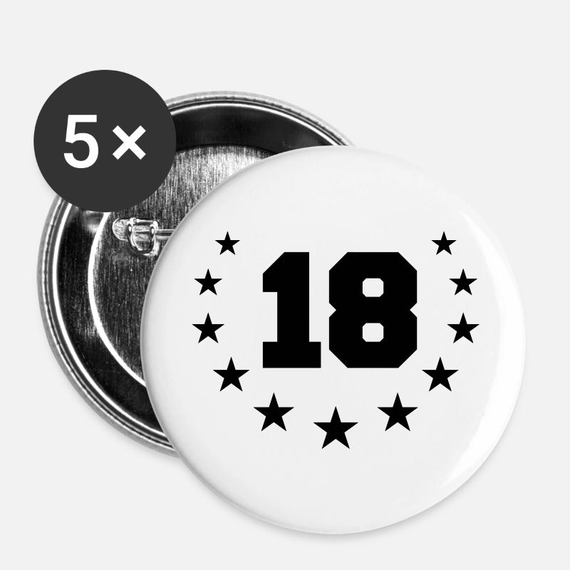 Number 18 Design - Buttons large 2.2''/56 mm (5-pack) - white