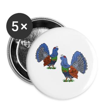 Illustration fascinante de duo de grands tétras - Lot de 5 grands badges (56 mm) - blanc - Devant