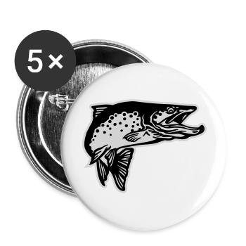 forelle2_2c_mit_kontur_2 - Buttons groß 56 mm (5er Pack) - Weiß - Vorne