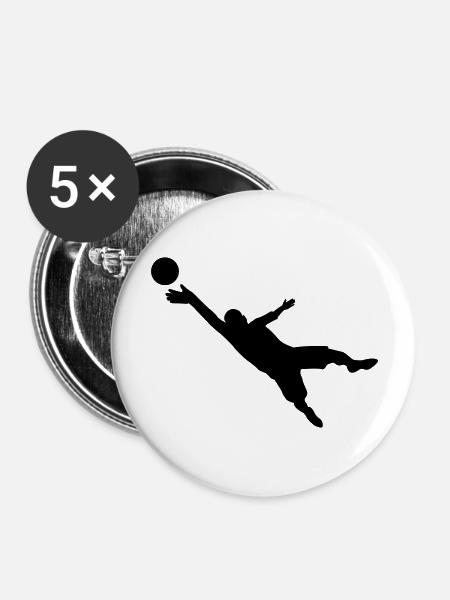 Fußball - Buttons groß 56 mm (5er Pack) - Weiß