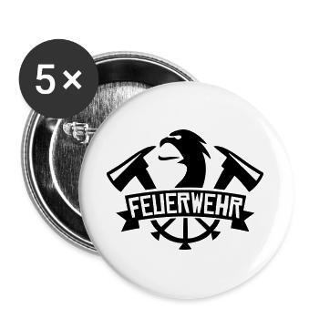 Feuerwehr Firefighter Feuerwehrmann - Buttons groß 56 mm (5er Pack) - Weiß - Vorne