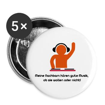 Meine Nachbarn hören gute Musik, - Buttons groß 56 mm (5er Pack) - Weiß - Vorne