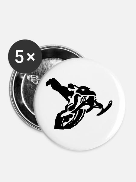 snowmobile stunt - Buttons groß 56 mm (5er Pack) - Weiß