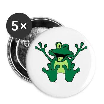 Funny Sitting Comic Frog - Buttons groß 56 mm (5er Pack) - Weiß - Vorne