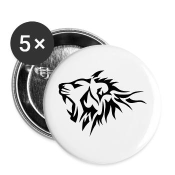 lion tribal tatouage dessin 14026 - Lot de 5 grands badges (56 mm) - blanc - Devant