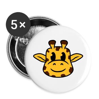Lustige coole glückliche Giraffe Kopf Gesicht Tier - Buttons groß 56 mm (5er Pack) - Weiß - Vorne