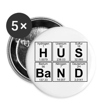 H-U-S-Ba-N-D (husband) - Buttons groß 56 mm (5er Pack) - Weiß - Vorne
