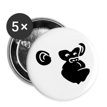 Cool monkey head design - Buttons large 2.2''/56 mm (5-pack) - white - Front