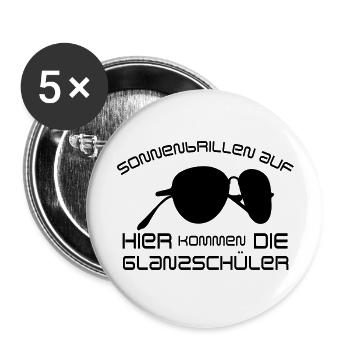 Sonnenbrillen auf, hier kommen die Glanzschüler - Buttons groß 56 mm (5er Pack) - Weiß - Vorne