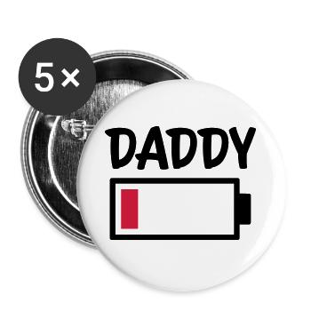Daddy - Battery low - Buttons groß 56 mm (5er Pack) - Weiß - Vorne