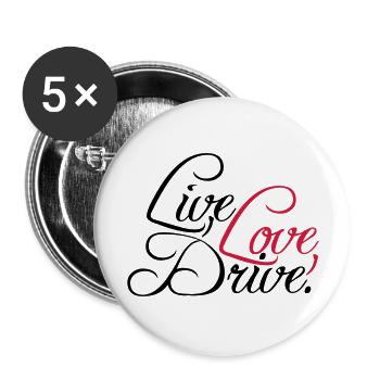 Vivre la conception de l'amour en voiture - Lot de 5 grands badges (56 mm) - blanc - Devant