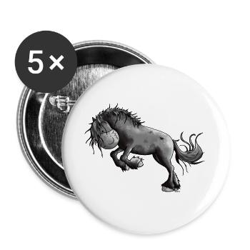 Wilder Friese - Pferd - Buttons groß 56 mm (5er Pack) - Weiß - Vorne