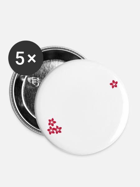 Blüten / blossoms (1c) - Buttons groß 56 mm (5er Pack) - Weiß