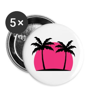 Miami Beach palm beach sea sun Pink - Buttons large 2.2''/56 mm (5-pack) - white - Front