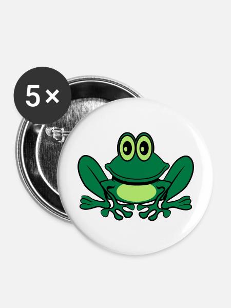 Frosch süss witzig - Buttons groß 56 mm (5er Pack) - Weiß