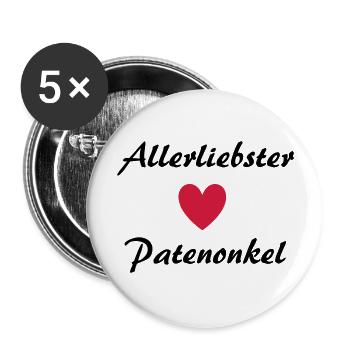 Allerliebster Patenonkel - Buttons groß 56 mm (5er Pack) - Weiß - Vorne