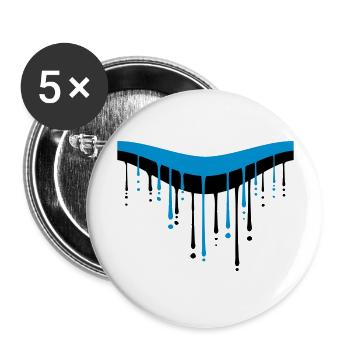 Estonia white black blue drop graffiti brush - Buttons large 2.2''/56 mm (5-pack) - white - Front
