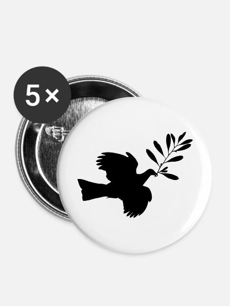 Peace Dove - Buttons groß 56 mm (5er Pack) - Weiß