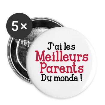 J'ai les Meilleurs Parents du monde ! - Lot de 5 grands badges (56 mm) - blanc - Devant