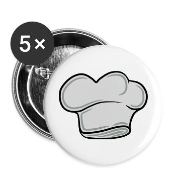 Chefkoch Lustig Smiley Mustache Bart - Buttons groß 56 mm (5er Pack) - Weiß - Vorne
