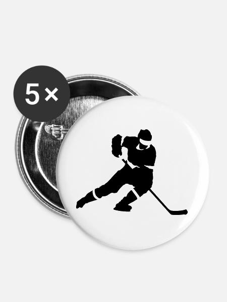 Eishockey - Buttons groß 56 mm (5er Pack) - Weiß