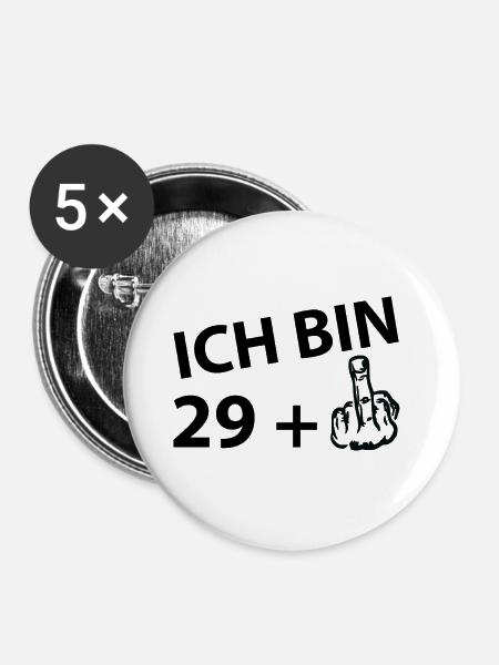 Ich bin 29 plus 1 - Buttons groß 56 mm (5er Pack) - Weiß