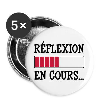 Réflexion en cours... - Lot de 5 grands badges (56 mm) - blanc - Devant