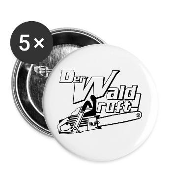 Motorsäge , Kaminholz , Old School ,Wald Holz (25) - Buttons groß 56 mm (5er Pack) - Weiß - Vorne