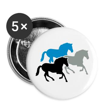 Cheval - Lot de 5 grands badges (56 mm) - blanc - Devant