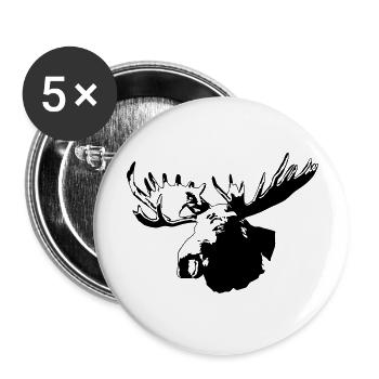 elch - elk - moose - jagd - jäger - Buttons groß 56 mm (5er Pack) - Weiß - Vorne