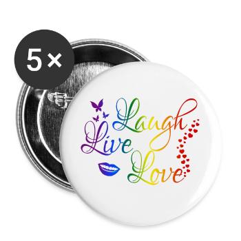 Laugh Live Love in LGBT Rainbow Colors - Buttons large 2.2''/56 mm (5-pack) - white - Front