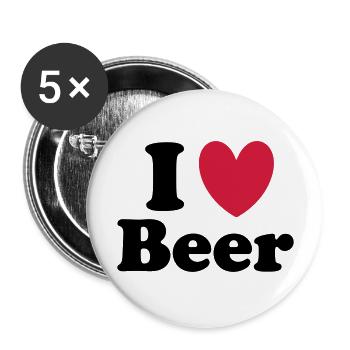 Beer - Buttons groß 56 mm (5er Pack) - Weiß - Vorne
