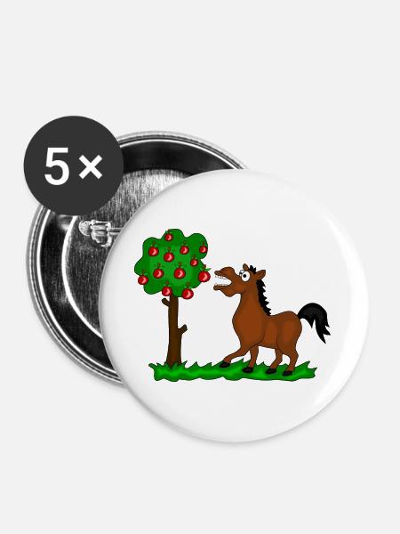 pferd baum - Buttons groß 56 mm (5er Pack) - Weiß