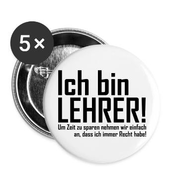 lehrer - Buttons groß 56 mm (5er Pack) - Weiß - Vorne