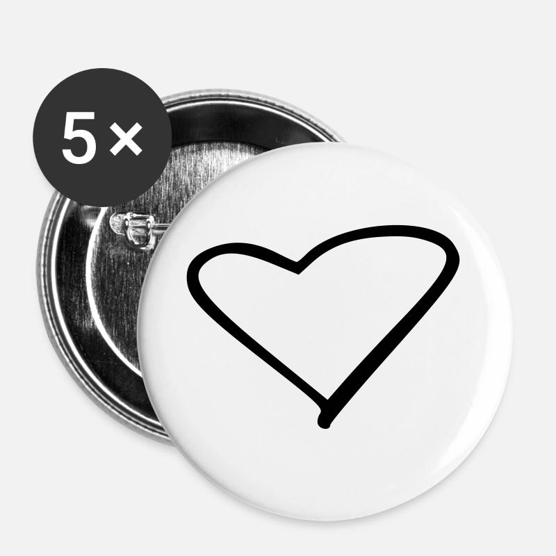 Heart - Buttons large 2.2''/56 mm (5-pack) - white