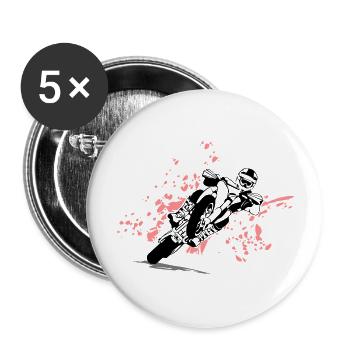 Supermoto Racing - Supermotard - Lot de 5 grands badges (56 mm) - blanc - Devant