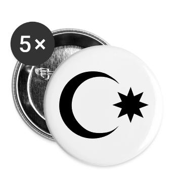 azerbaijan Aserbaidschan Mond und Stern - Buttons groß 56 mm (5er Pack) - Weiß - Vorne