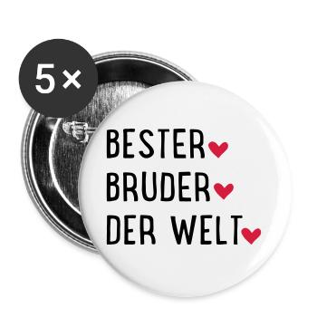 Bester Bruder der Welt - Buttons groß 56 mm (5er Pack) - Weiß - Vorne