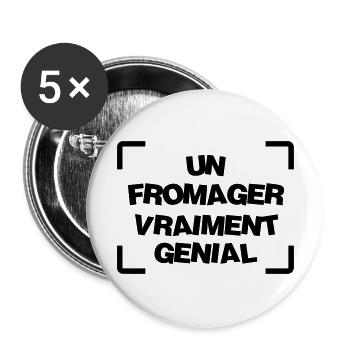 Fromager / Agriculture / Fermier / Fromage / Ferme - Lot de 5 grands badges (56 mm) - blanc - Devant