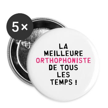 Orthophoniste / Orthophonie / Dyslexie / Médecin - Lot de 5 grands badges (56 mm) - blanc - Devant