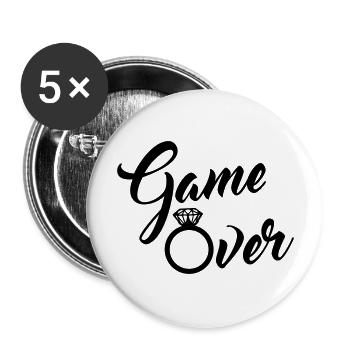 game over - Buttons groß 56 mm (5er Pack) - Weiß - Vorne